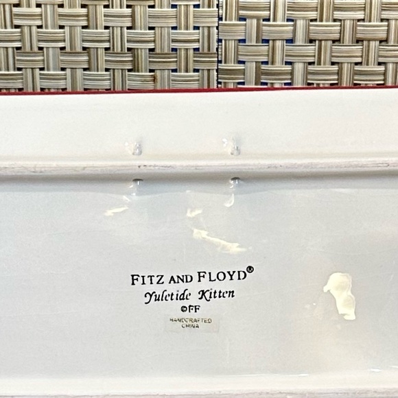 🎄🌟2xHP🌟2008 Fitz & Floyd Christmas Yuletide Kitten Ceramic Tidbit Tray - Picture 5 of 6